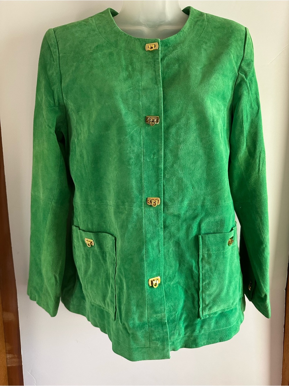 Linea Louis Dell’Olio Green Genuine Suede Leather Jacket M NWT